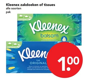 Aanbiedingen Kleenex zakdoeken of tissues - Kleenex - Geldig van 26/11/2017 tot 02/12/2017 bij Deen Supermarkten