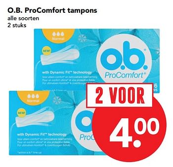 Aanbiedingen O.b. procomfort tampons alle soorten - OB - Geldig van 26/11/2017 tot 02/12/2017 bij Deen Supermarkten