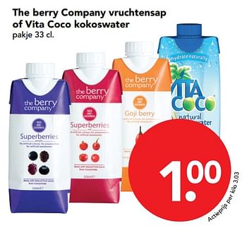 Aanbiedingen The berry company vruchtensap of vita coco kokoswater - The berry company - Geldig van 26/11/2017 tot 02/12/2017 bij Deen Supermarkten