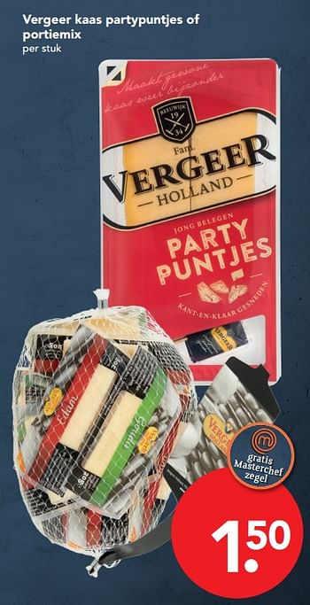 Aanbiedingen Vergeer kaas partypuntjes of portiemix - Vergeer  - Geldig van 26/11/2017 tot 02/12/2017 bij Deen Supermarkten