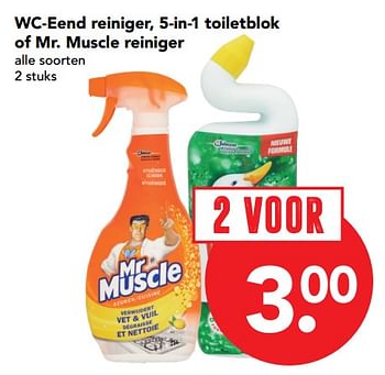 Aanbiedingen Wc-eend reiniger, 5-in-1 toiletblok of mr. muscle reiniger - Huismerk deen supermarkt - Geldig van 26/11/2017 tot 02/12/2017 bij Deen Supermarkten