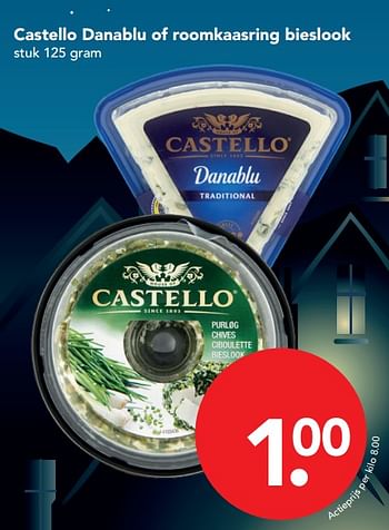Aanbiedingen Castello danablu of roomkaasring bieslook - Castello - Geldig van 26/11/2017 tot 02/12/2017 bij Deen Supermarkten