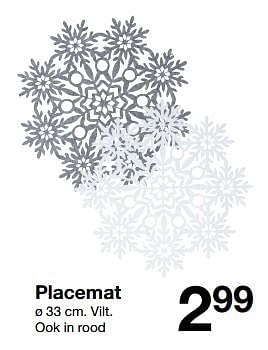 Aanbiedingen Placemat - Huismerk - Zeeman  - Geldig van 25/11/2017 tot 02/12/2017 bij Zeeman