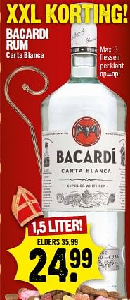 Aanbiedingen Bacardi rum carta blanca - Bacardi - Geldig van 26/11/2017 tot 02/12/2017 bij Dirk III