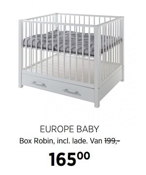 Aanbiedingen Europe baby box robin, incl. lade - Europe baby - Geldig van 23/11/2017 tot 18/12/2017 bij Babypark