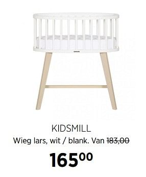Aanbiedingen Kidsmill wieg lars, wit - blank - Kidsmill - Geldig van 23/11/2017 tot 18/12/2017 bij Babypark