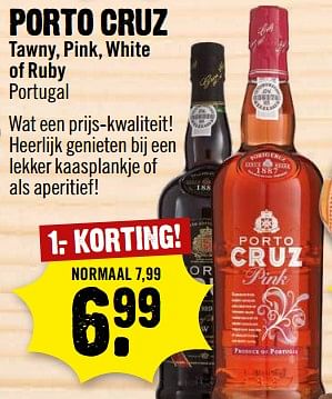 Aanbiedingen Porto cruz tawny pink, white of ruby - Porto Cruz - Geldig van 26/11/2017 tot 02/12/2017 bij Dirk III