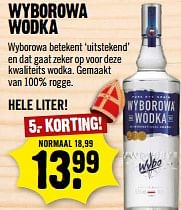Aanbiedingen Wyborowa wodka - Wyborowa - Geldig van 26/11/2017 tot 02/12/2017 bij Dirk III