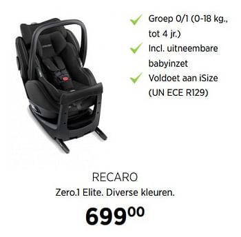 Aanbiedingen Recaro zero.1 elite - Recaro - Geldig van 23/11/2017 tot 18/12/2017 bij Babypark