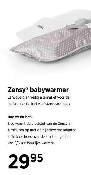 Aanbiedingen Zensy babywarmer eenvoudig en veilig alternatief voor de metalen kruik - Zensy - Geldig van 23/11/2017 tot 18/12/2017 bij Babypark