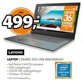 Aanbiedingen Lenovo laptop ideapad 320-17ikb 80xm00bvmh - Lenovo - Geldig van 26/11/2017 tot 03/12/2017 bij Expert