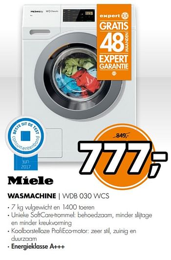 Aanbiedingen Miele wasmachine wdb 030 wcs - Miele - Geldig van 26/11/2017 tot 03/12/2017 bij Expert