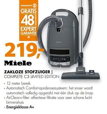 Aanbiedingen Miele zakloze stofzuiger complete c3 limited edition - Miele - Geldig van 26/11/2017 tot 03/12/2017 bij Expert