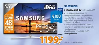 Aanbiedingen Samsung premium uhd tv ue55mu8000 - Samsung - Geldig van 26/11/2017 tot 03/12/2017 bij Expert