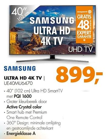 Aanbiedingen Samsung ultra hd 4k tv ue40mu6470 - Samsung - Geldig van 26/11/2017 tot 03/12/2017 bij Expert