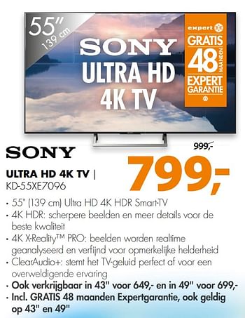 Aanbiedingen Sony ultra hd 4k tv kd-55xe7096 - Sony - Geldig van 26/11/2017 tot 03/12/2017 bij Expert