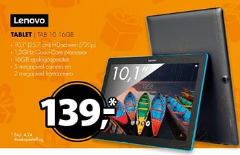 Aanbiedingen Lenovo tablet tab 10 16gb - Lenovo - Geldig van 26/11/2017 tot 03/12/2017 bij Expert