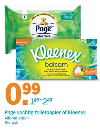Aanbiedingen Page vochtig toiletpapier of kleenex - Huismerk - Albert Heijn - Geldig van 27/11/2017 tot 03/12/2017 bij Albert Heijn