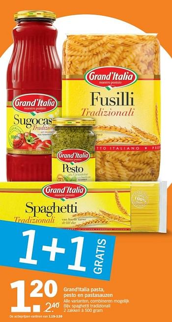 Aanbiedingen Spaghetti tradizionali - grand’italia - Geldig van 27/11/2017 tot 03/12/2017 bij Albert Heijn
