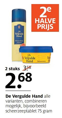 Aanbiedingen De vergulde hand scheerzeeptablet - De Vergulde Hand - Geldig van 27/11/2017 tot 03/12/2017 bij Etos