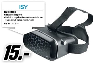 Aanbiedingen Isy ivr 1000 virtual reality bril - ISY - Geldig van 27/11/2017 tot 03/12/2017 bij Media Markt