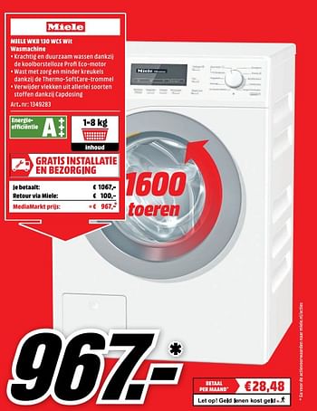 Aanbiedingen Miele wkb 130 wms wit wasmachine - Miele - Geldig van 27/11/2017 tot 03/12/2017 bij Media Markt