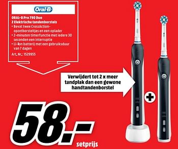 Aanbiedingen Oral-b pro 790 duo 2 elektrische tandenborstels - Oral-B - Geldig van 27/11/2017 tot 03/12/2017 bij Media Markt