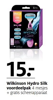 Aanbiedingen Wilkinson hydro silk voordeelpak - Wilkinson - Geldig van 27/11/2017 tot 03/12/2017 bij Etos