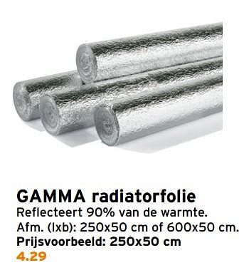 Aanbiedingen Gamma radiatorfolie 250x50 cm - Huismerk - Gamma - Geldig van 27/11/2017 tot 03/12/2017 bij Gamma