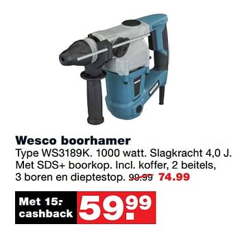 Aanbiedingen Wesco boorhamer ws3189k - Wesco - Geldig van 27/11/2017 tot 03/12/2017 bij Praxis