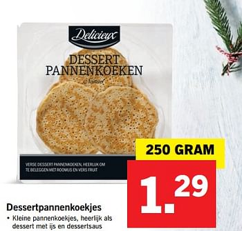 Aanbiedingen Dessertpannenkoekjes - Delicieux - Geldig van 27/11/2017 tot 03/12/2017 bij Lidl