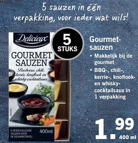 Aanbiedingen Gourmetsauzen - Delicieux - Geldig van 27/11/2017 tot 03/12/2017 bij Lidl