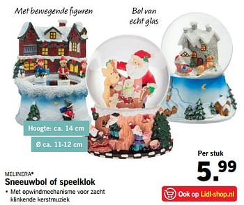 Aanbiedingen Melinera sneeuwbol of speelklok - Melinera - Geldig van 27/11/2017 tot 03/12/2017 bij Lidl
