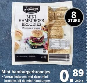 Aanbiedingen Mini hamburgerbroodjes - Delicieux - Geldig van 27/11/2017 tot 03/12/2017 bij Lidl