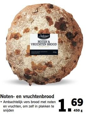 Aanbiedingen Noten- en vruchtenbrood - Delicieux - Geldig van 27/11/2017 tot 03/12/2017 bij Lidl
