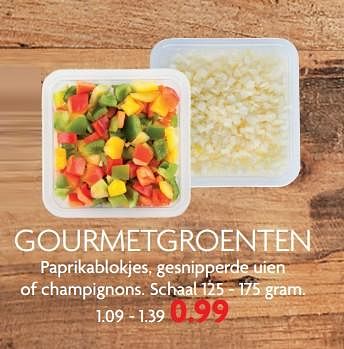 Aanbiedingen Gourmetgroenten paprikablokjes, gesnipperde uien of champignons - Huismerk - Deka Markt - Geldig van 30/11/2017 tot 03/12/2017 bij Deka Markt