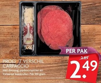 Aanbiedingen Proef `t verschil carpaccio - Huismerk - Deka Markt - Geldig van 30/11/2017 tot 03/12/2017 bij Deka Markt