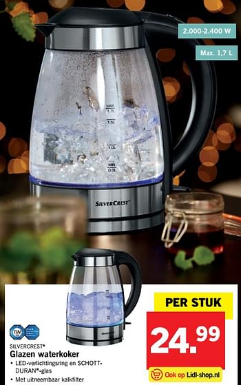 Aanbiedingen Silvercrest glazen waterkoker - SilverCrest - Geldig van 27/11/2017 tot 03/12/2017 bij Lidl