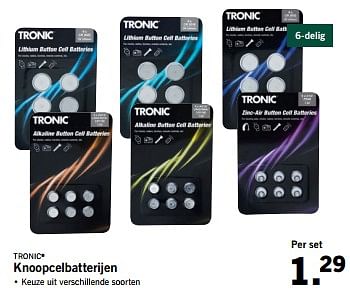 Aanbiedingen Tronic knoopcelbatterijen - Tronic - Geldig van 27/11/2017 tot 03/12/2017 bij Lidl