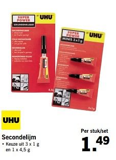 Aanbiedingen Uhu secondelijm - UHU stic - Geldig van 27/11/2017 tot 03/12/2017 bij Lidl
