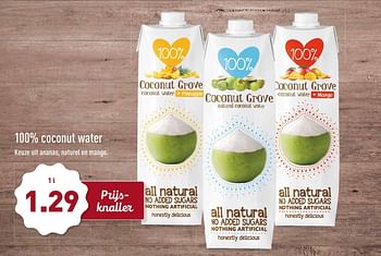 Aanbiedingen 100% coconut water keuze uit ananas, naturel en mango - Coconut Grove - Geldig van 27/11/2017 tot 03/12/2017 bij Aldi