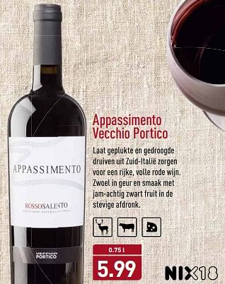 Aanbiedingen Appassimento vecchio portico - Rode wijnen - Geldig van 27/11/2017 tot 03/12/2017 bij Aldi