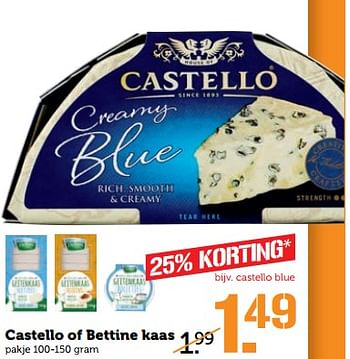 Aanbiedingen Castello of bettine kaas - Castello - Geldig van 27/11/2017 tot 03/12/2017 bij Coop