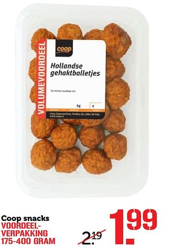 Aanbiedingen Coop snacks - Huismerk - Coop - Geldig van 27/11/2017 tot 03/12/2017 bij Coop