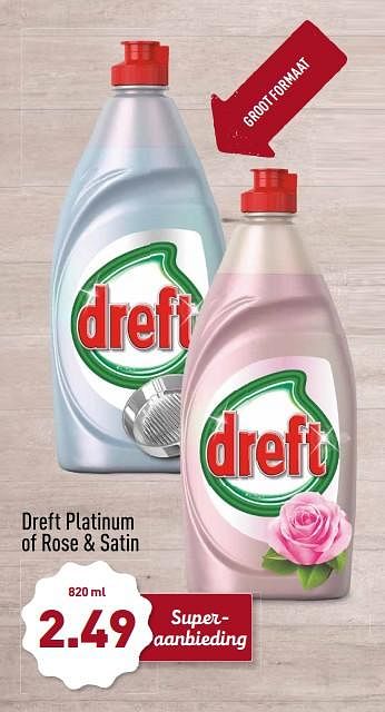 Aanbiedingen Dreft platinum of rose + satin - Dreft - Geldig van 27/11/2017 tot 03/12/2017 bij Aldi