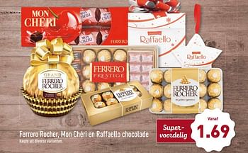 Aanbiedingen Ferrero rocher, mon chéri en raffaello chocolade - Huismerk - Aldi - Geldig van 27/11/2017 tot 03/12/2017 bij Aldi