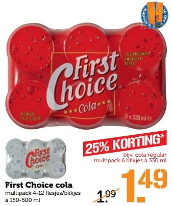 Aanbiedingen First choice cola - First choice - Geldig van 27/11/2017 tot 03/12/2017 bij Coop