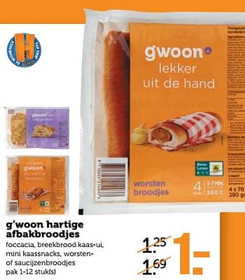 Aanbiedingen G`woon hartige afbakbroodjes - Gâ€™woon - Geldig van 27/11/2017 tot 03/12/2017 bij Coop