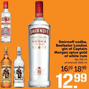 Aanbiedingen Smirnoff vodka, beefeater london gin of captain morgan spice gold of white rum - Huismerk - Coop - Geldig van 27/11/2017 tot 03/12/2017 bij Coop