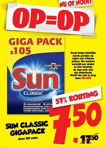 Aanbiedingen Sun classic gigapack - Sun - Geldig van 27/11/2017 tot 03/12/2017 bij Coop